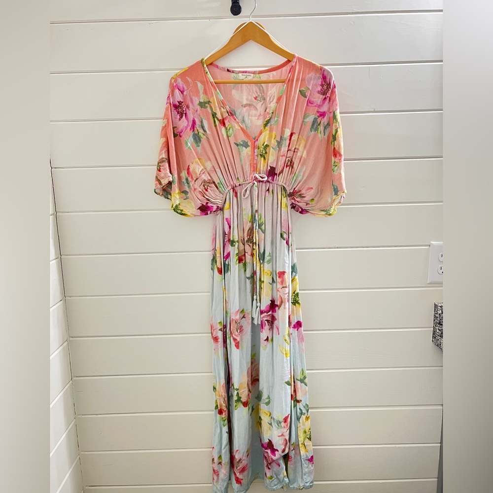 World Market Watercolor Floral Kaftan Dress Size S/M